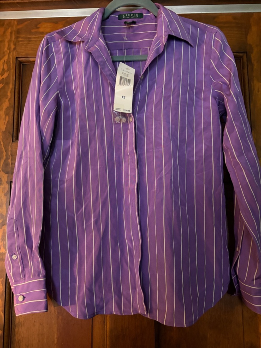 Lauren Ralph Lauren Purple Striped Button-Down Shirt